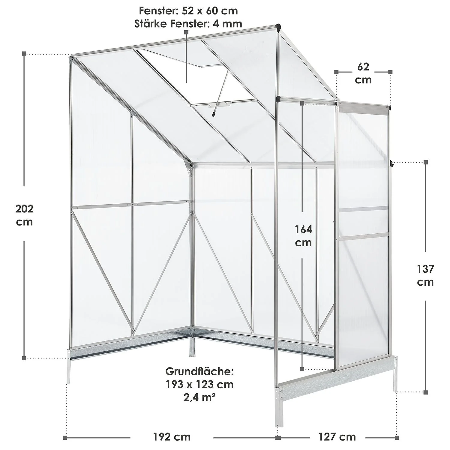 Aluminium Gewächshaus mit Fundament - Image 18