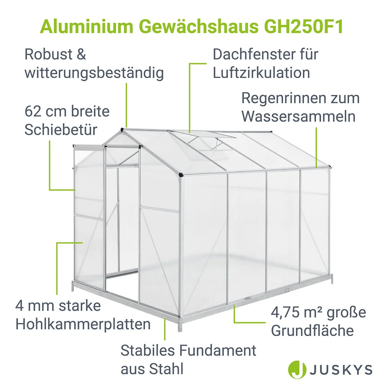 Aluminium Gewächshaus mit Fundament - Image 3
