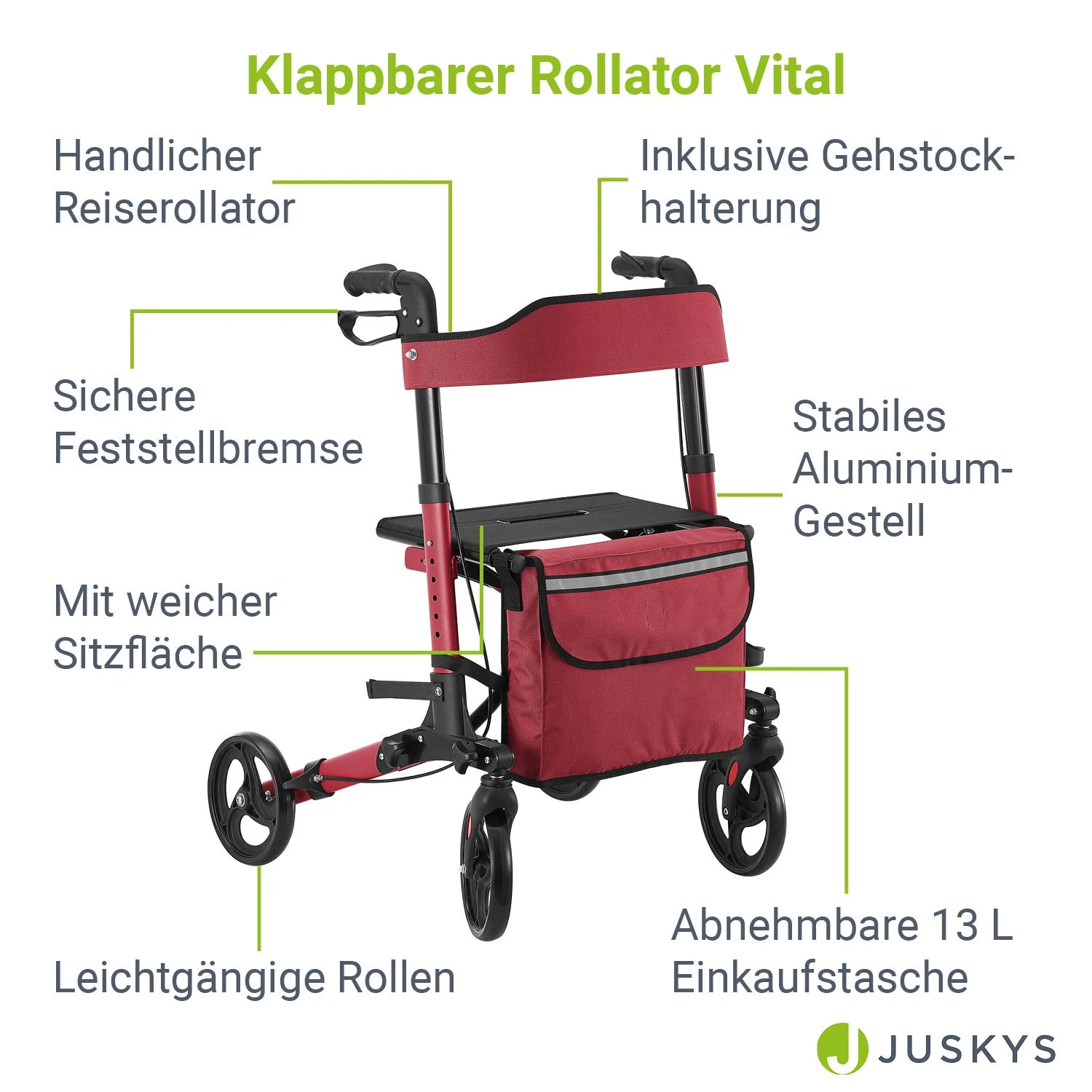 Aluminium Rollator Vital mit Sitz - Image 23