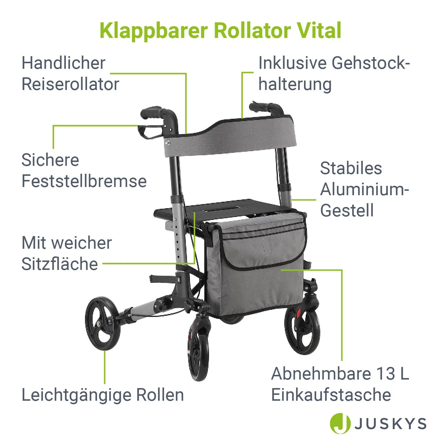 Aluminium Rollator Vital mit Sitz - Image 3
