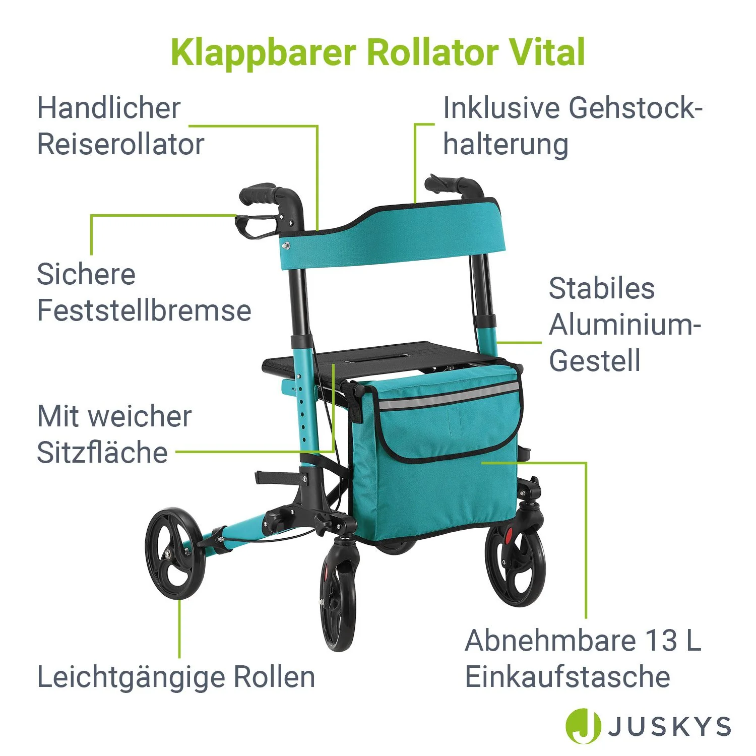Aluminium Rollator Vital mit Sitz - Image 33