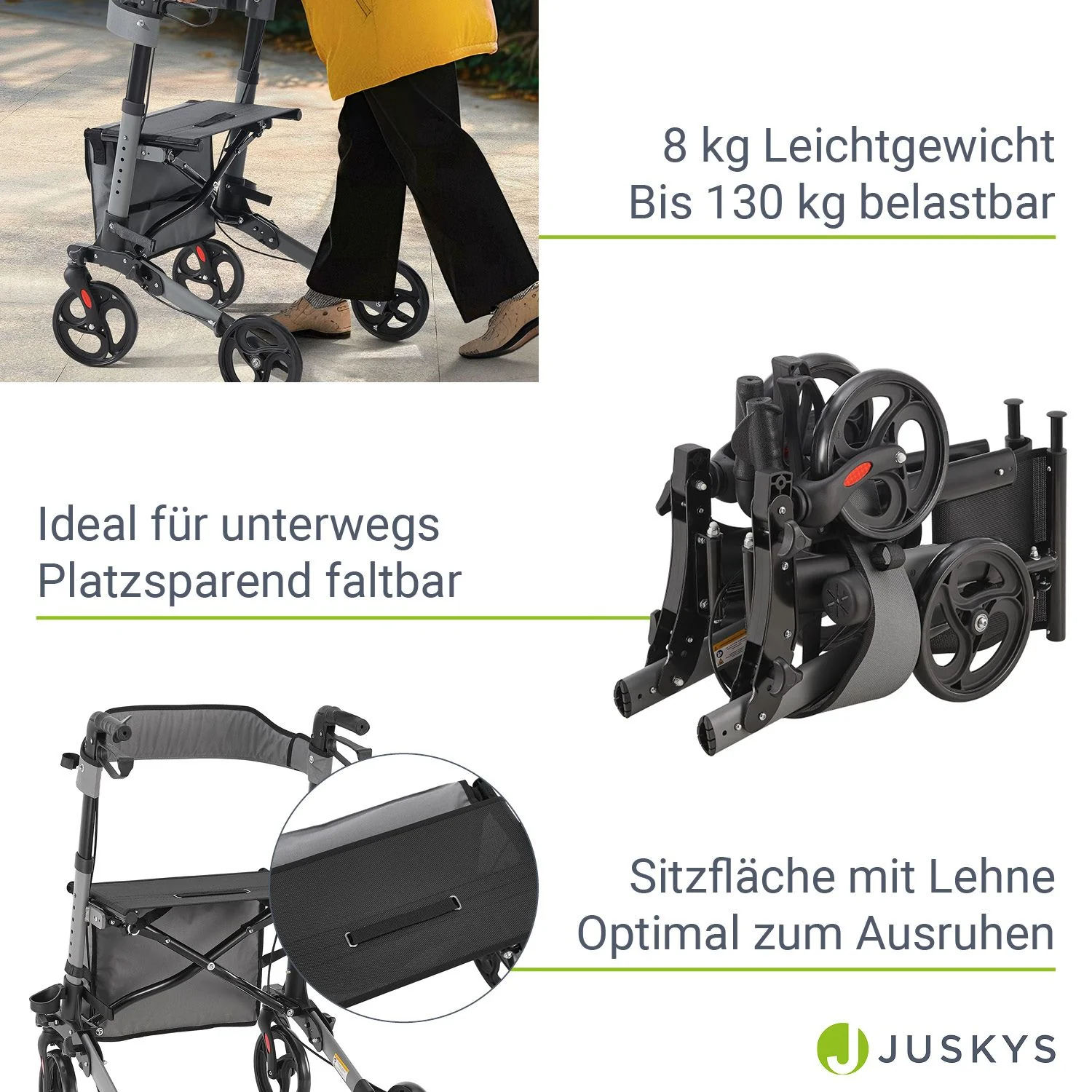 Aluminium Rollator Vital mit Sitz - Image 4