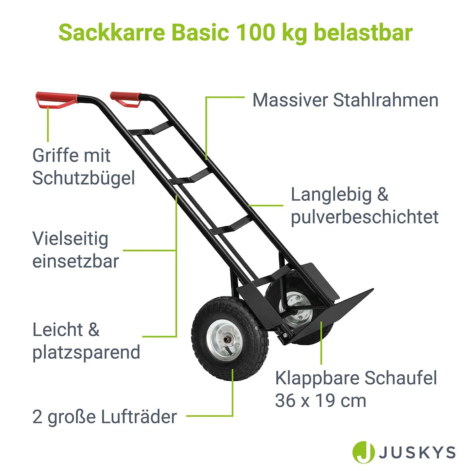 Sackkarre Basic in schwarz mit roten Griffen klappbar - Image 3