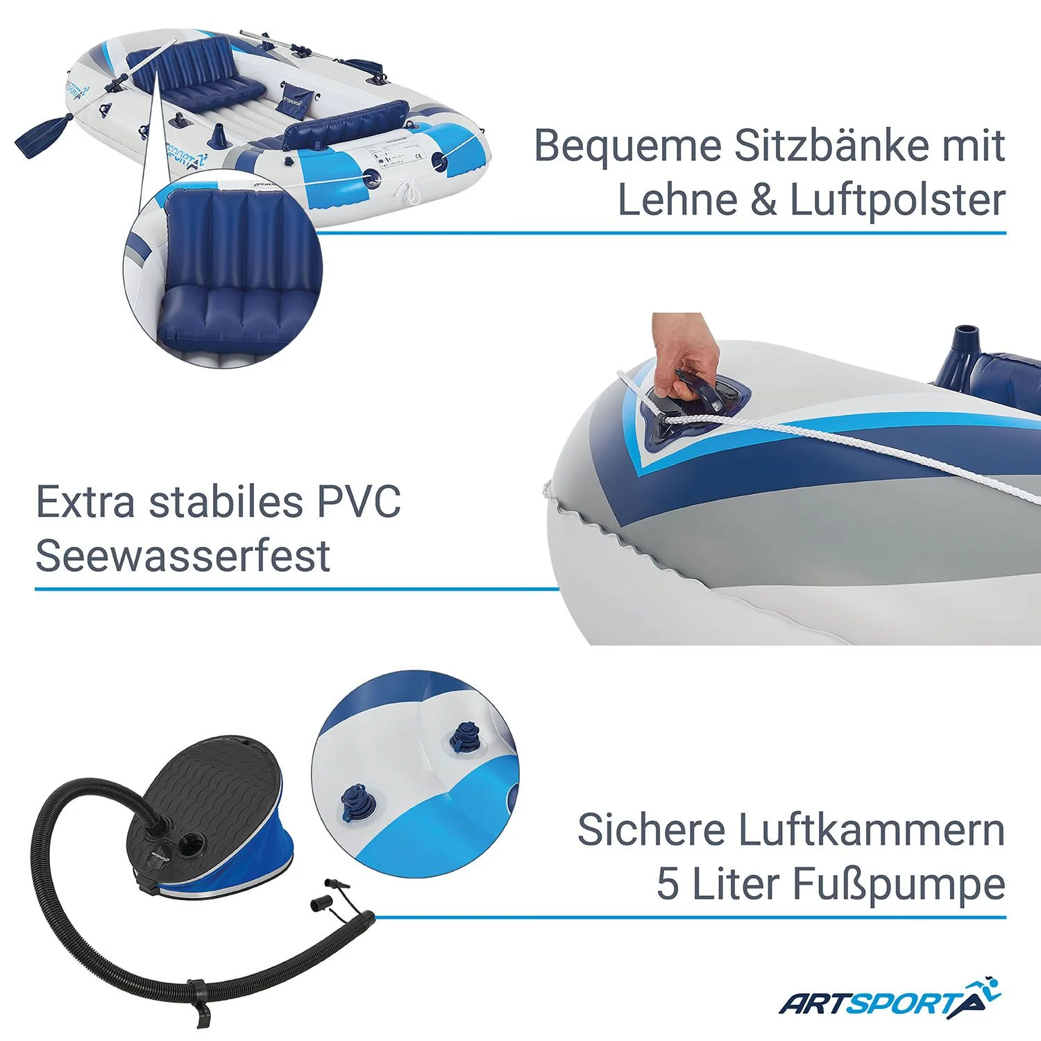 Schlauchboot Paddelboot mit zwei Sitzbänken - 3,22 m - Image 4